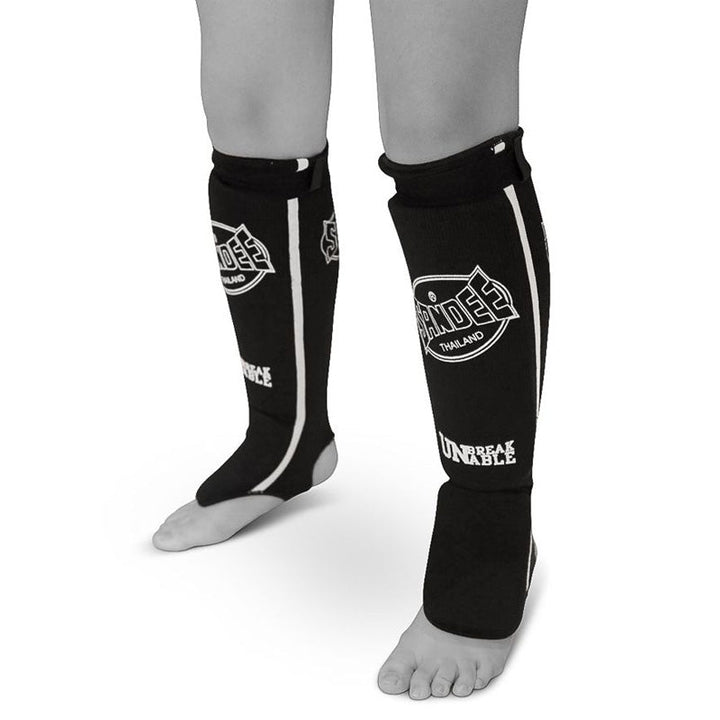 Cotton Slip-on Competition Shinguards - Black & White