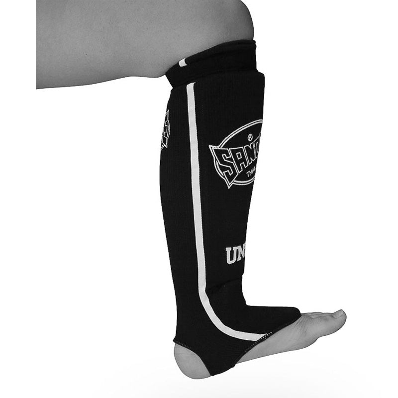 Cotton Slip-on Competition Shinguards - Black & White