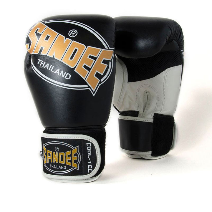 Cool-Tec Velcro 3 Tone Boxing Gloves - Black, Gold & White