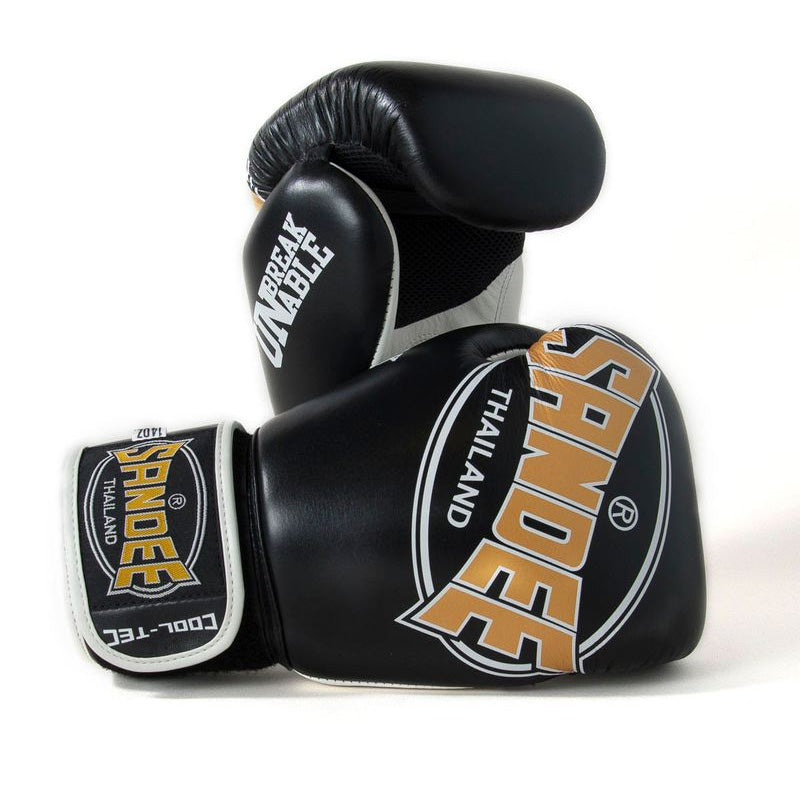 Cool-Tec Velcro 3 Tone Boxing Gloves - Black, Gold & White