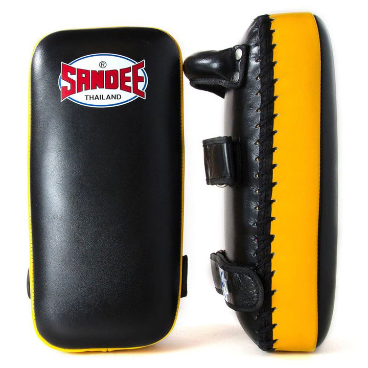 Extra Thick Flat Thai Kick Pads - Black & Yellow