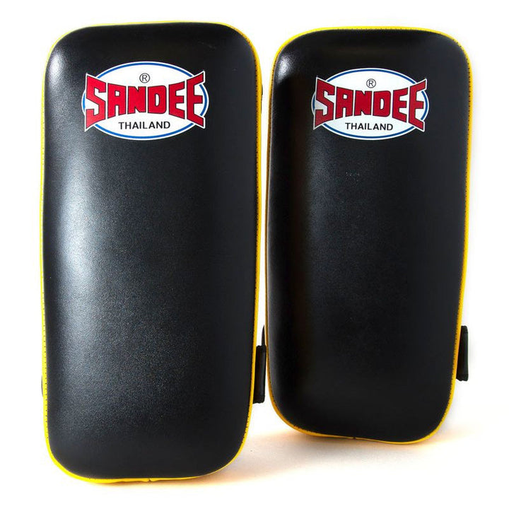 Extra Thick Flat Thai Kick Pads - Black & Yellow