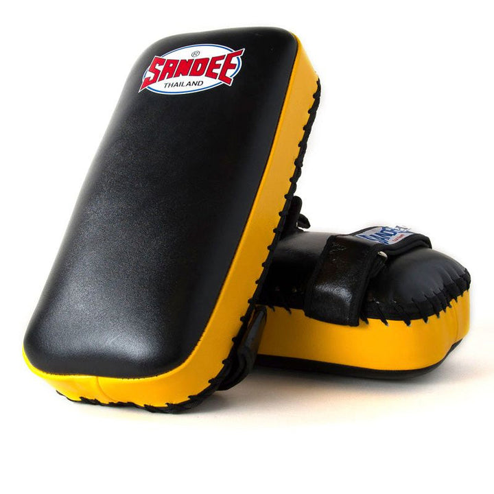 Extra Thick Flat Thai Kick Pads - Black & Yellow