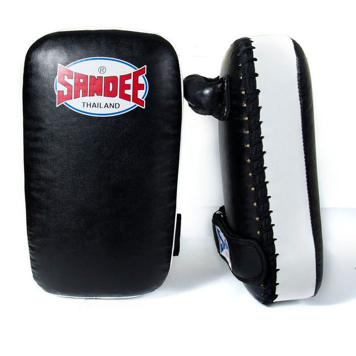 Extra Thick Flat Thai Small Kick Pads - Black & White