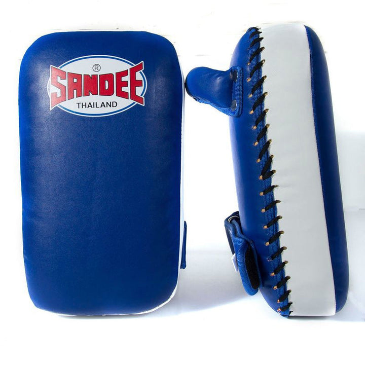 Extra Thick Flat Thai Small Kick Pads - Blue & White