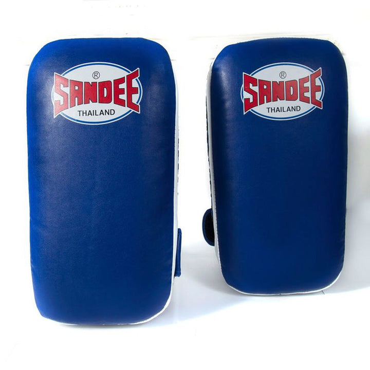 Extra Thick Flat Thai Small Kick Pads - Blue & White