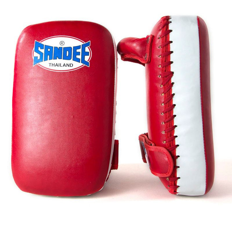 Extra Thick Flat Thai Small Kick Pads - Red & White