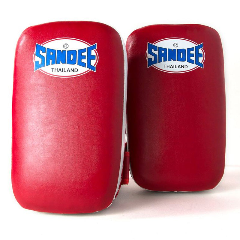 Extra Thick Flat Thai Small Kick Pads - Red & White