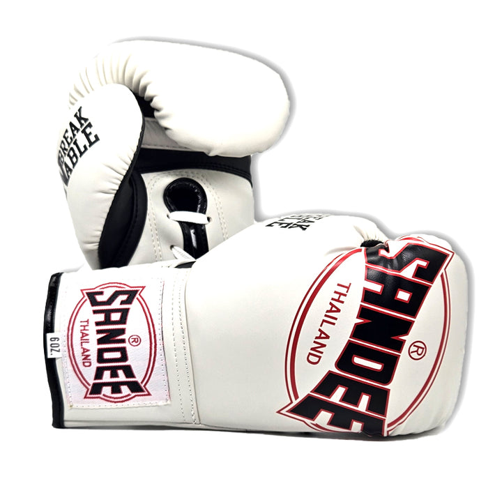 Kids Cool-Tec Lace Up Pro Fight Boxing Gloves - White/ Black / Red