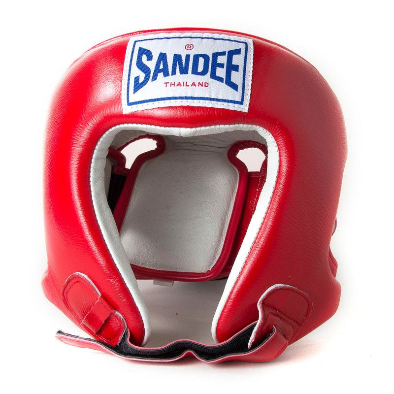 Kids Open Face Head Guard - Red & White